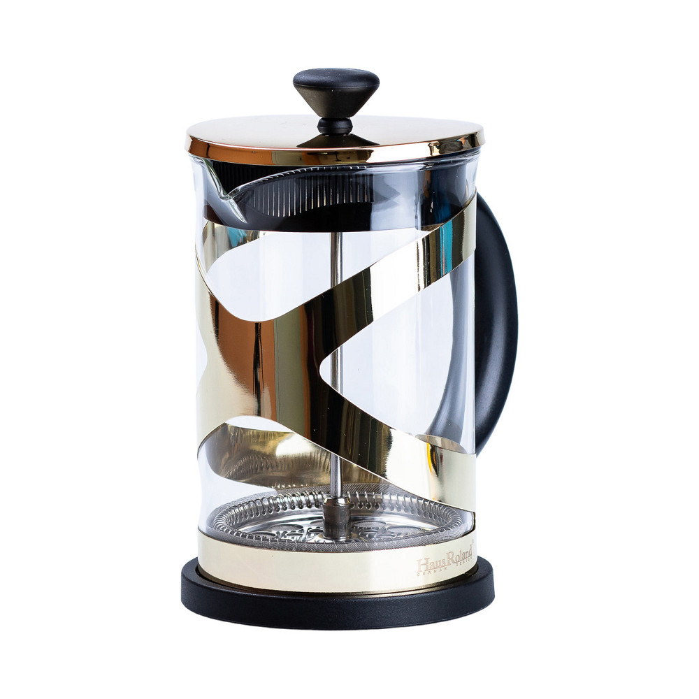 TS Kitchen Чайник прозорий заварювальний з френч пресом 800 мл Золотий HP33540PGL Коломия - фото 2