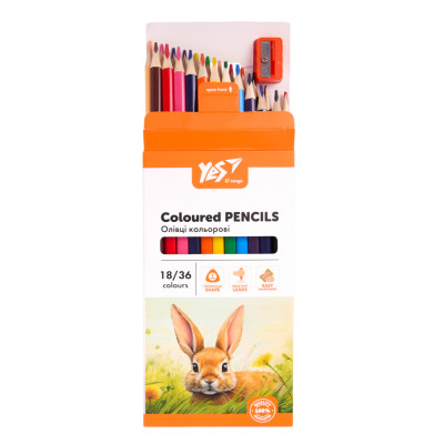 Олівці кольорові Yes Orange Line 18 шт 36 кольорів з точилкою (290752) Вінниця - фото 4