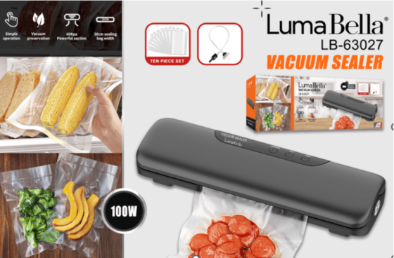 Вакууматор LB-63027 для продуктів 100Вт, −60 кПа, вакуумне та одиночне запаювання, компактний Одеса
