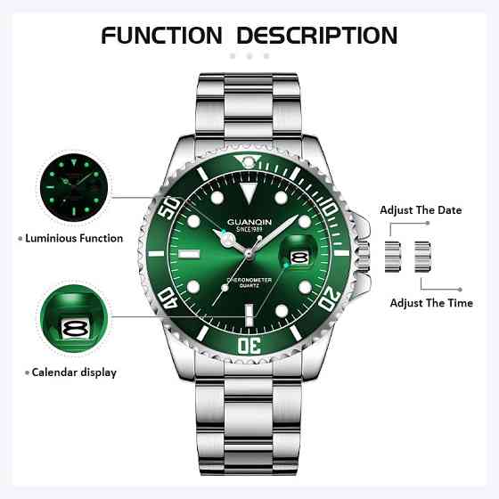 Годинник чоловічий водостійкий Guanquin Materhorn 5 Bar Сріблястий Вінниця