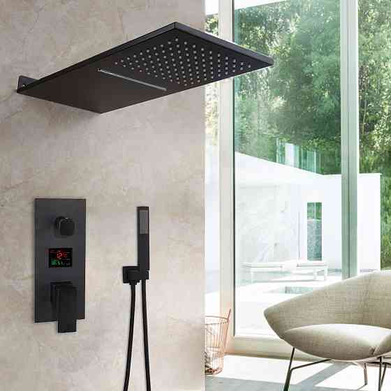 Душевой гарнитур настенный  2в1 WanFan душевая панель навесная Черный Каменец-Подольский