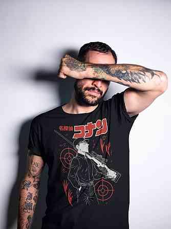 Футболка аниме Винтаге Детективе Конан Аниме оверсайз (S/M/L) Черний AnimeJ0519 Днепр