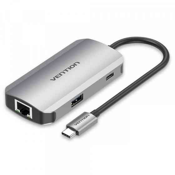 ХАБ USB 3.1 TYPE-C -> 3ХUSB 3.0/RJ45 GIGABIT/PD 100W 5-IN-1 VENTION (TNFHB) Київ