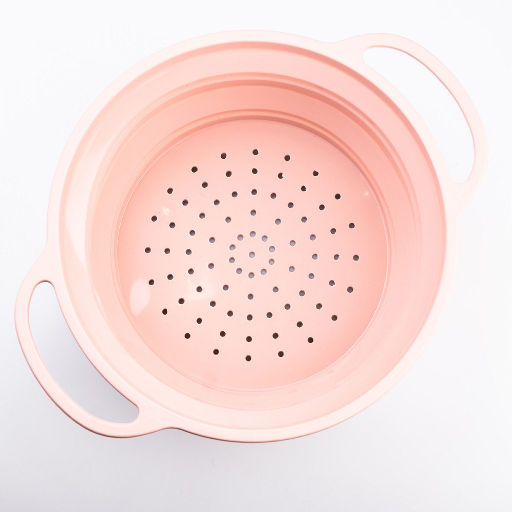 Складний силіконовий дуршлаг з ручками 2.6 л, рожевий Київ - фото 3