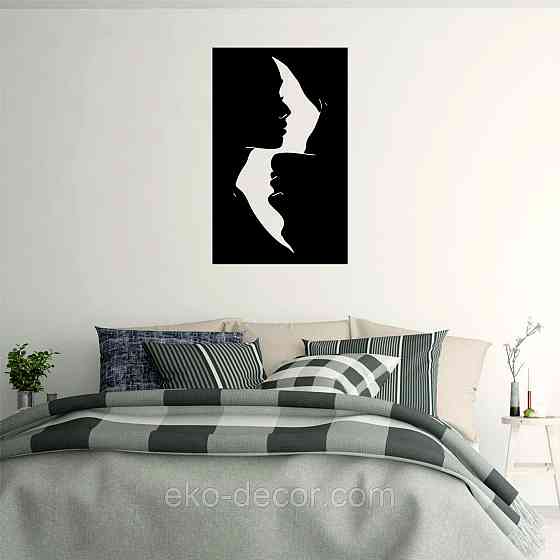 Декоративне настінне 3D Панно «Силует пари», Декор на стіну з об'ємом 110*68 см, Чорний Київ