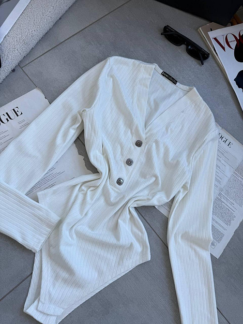 Женское теплое базовое боди из ангоры рубчик Молочный, 48/50 Одесса - изображение 3