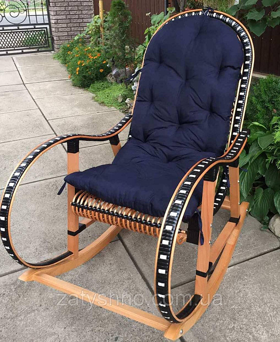 Кресло качалка с подушкой | кресло-качалка плетеная с лозы | кресло качалка коричневая Киев - изображение 1