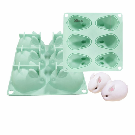 Силіконова форма Кролик 3D на 6 комірок універсальна форма зайчик Київ