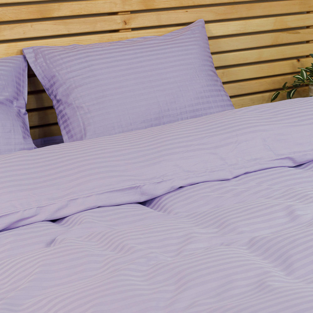 Постельное белье Евро комплект Страйп Сатин 125 г/м2 YouStar (Сиреневый) 2 х 70х70 Сумы - изображение 4