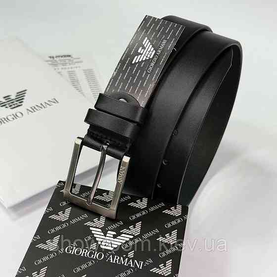 Чоловічий шкіряний брендовий ремінь Armani (304) чорний Київ