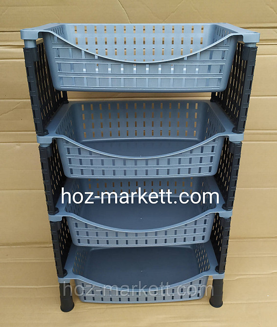 Полиця — етажерка сіра з чорним на чотири яруси Туреччина Харків - фото 1