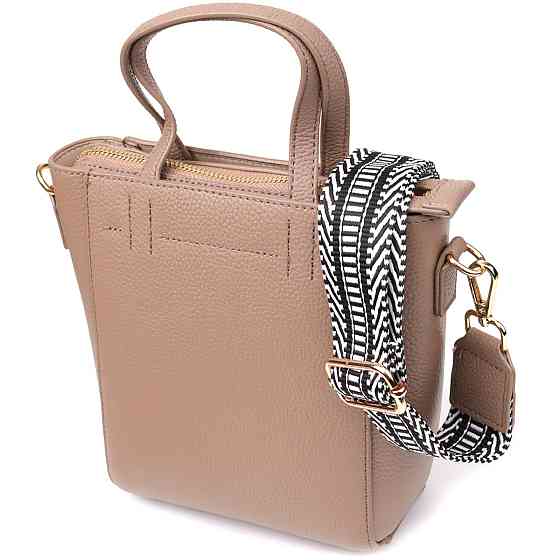 Стильна сумка жіноча з натуральної шкіри у формі трапеції Vintage 22918 Бежевий Київ