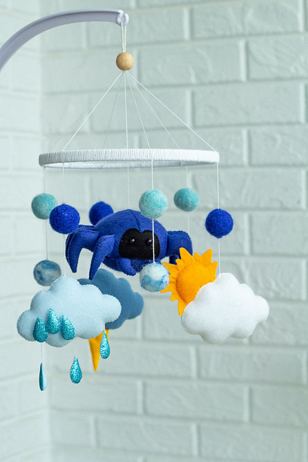 Дитячий мобіль на ліжечко для немовлят ручної роботи WooolyWool «Прогноз погоди» Київ - фото 2