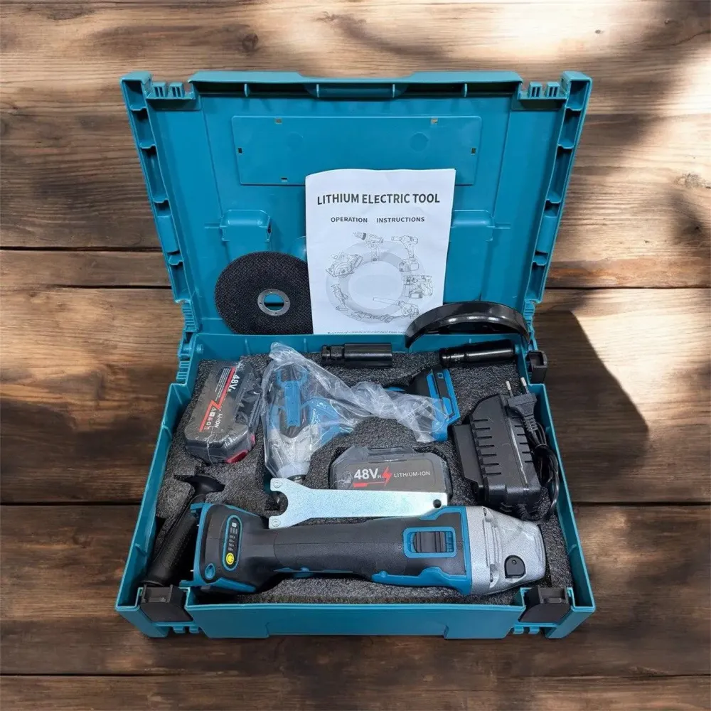 Набор аккумуляторных инструментов шуруповерт + болгарка 48V (2 акб) Синий Коломия - фото 1