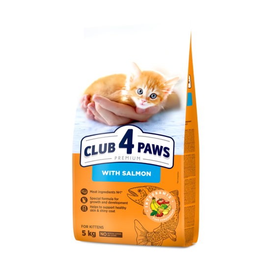 Полнорационный сухой корм для котят CLUB 4 PAWS (Клуб 4 Лапы) Премиум с лососем, 5 кг Винница
