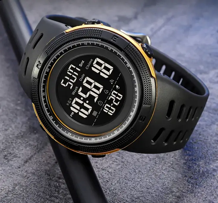 Спортивний наручний годинник Skmei 2070 (Чорний з золотим корпусом та чорним циферблатом) Вінниця - фото 6