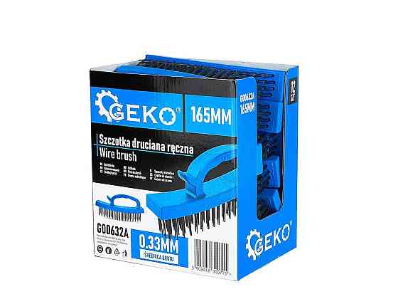 Ручна щітка дротяна "GeKo" 165 мм зі сталевих дротиків з пластиковою ручкою Стрый