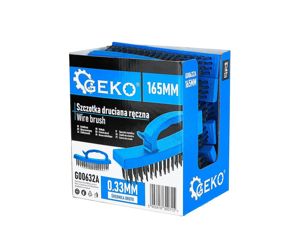 Ручна щітка дротяна "GeKo" 165 мм зі сталевих дротиків з пластиковою ручкою Стрый - изображение 5