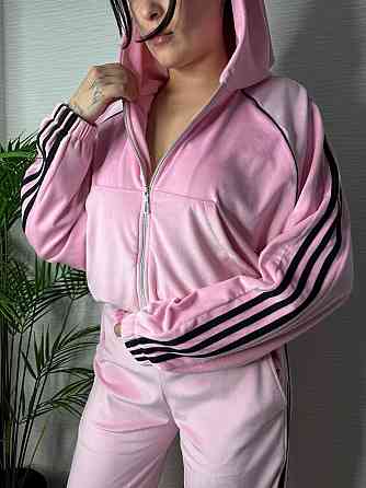 Женский стильный велюровый-плюшевый костюм двойка. Розовый, 42/44 Одесса