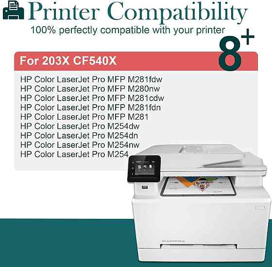 Тонер-картриджі 203X CF540X-CF543X сумісні з HP Color Laserjet Pro MFP M281fdw M254dw M254nw M281fdn M280nw M281cdw M254dn Дніпро