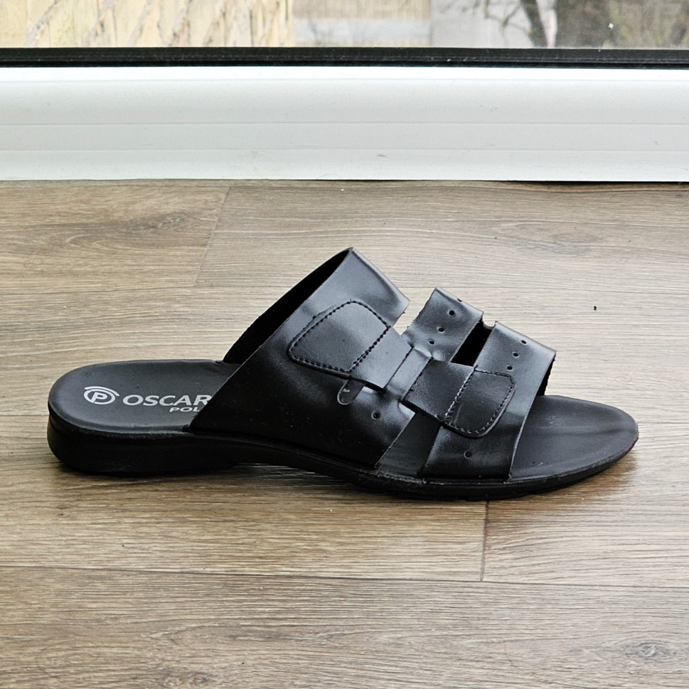 Мужские Шлёпанцы Тапочки Сланцы Чёрные Кожаные (размеры: 41,42,43,45) Днепр - изображение 7