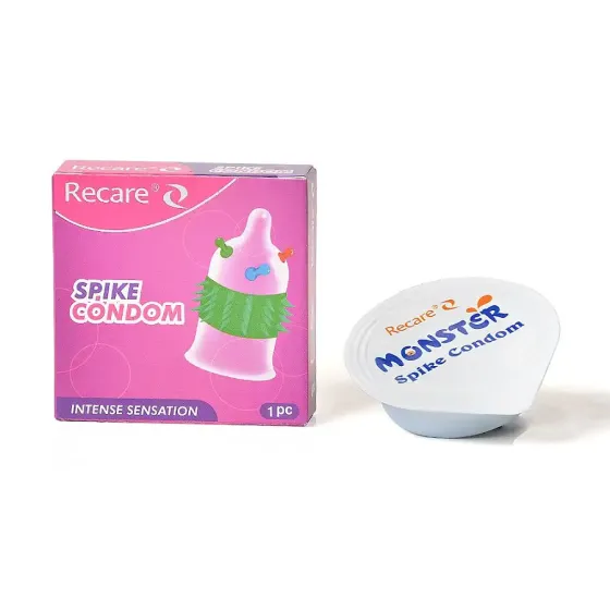 Насадка на член Recare Spike Condom Pink (презерватив с шариками и рядами шипов) Львов
