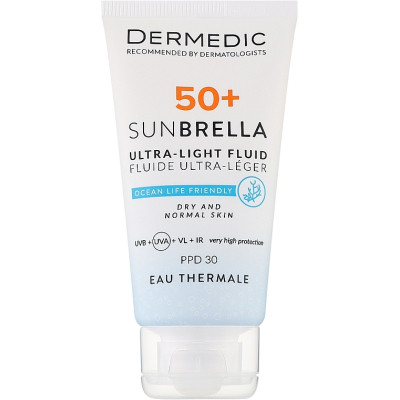 Средство от загара Dermedic Sunbrella Ультралегкий защитный флюид SPF 50+ Для сухой и нормальной кожи 40 мл (5901643177546) Винница - изображение 1