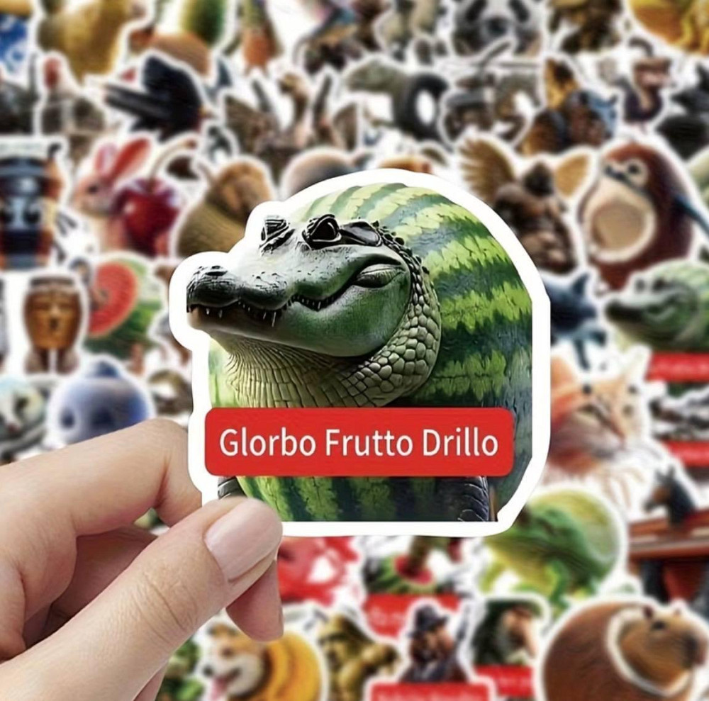 Набір паперових наклейок 100 шт «Тунг Тунг Сахур» – кумедні 3D персонажі з написами Київ - фото 3