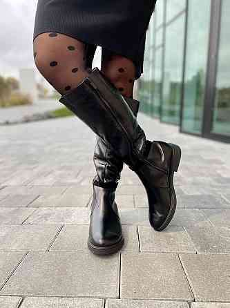 Чоботи жіночі ARLETT чорні натуральна шкіра зима 39см обхват 37см (1729) Коломия