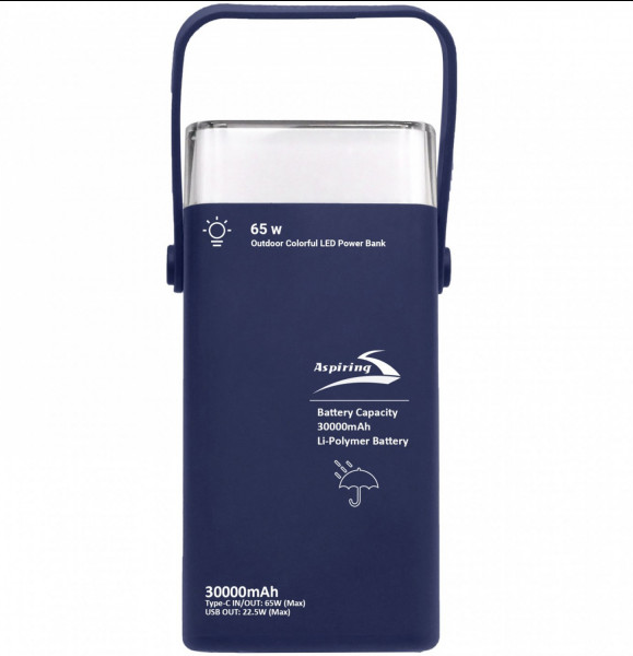 УМБ Aspiring Vigor 30 PD 30000mAh 65W 2xType-C, 2xUSB, LED cиня Київ - фото 1