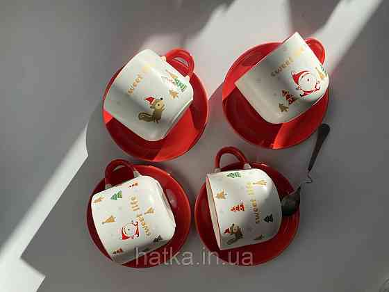 Чашка з блюдцем і ложкою новорічна Olens "Новорічне свято" 150 мл Київ