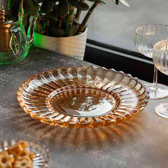 Yiwu Блюдо сервірувальне Ø 28 скляне прозоре для подачі закусок, десертів, фруктів HP-YH-52 Коломыя