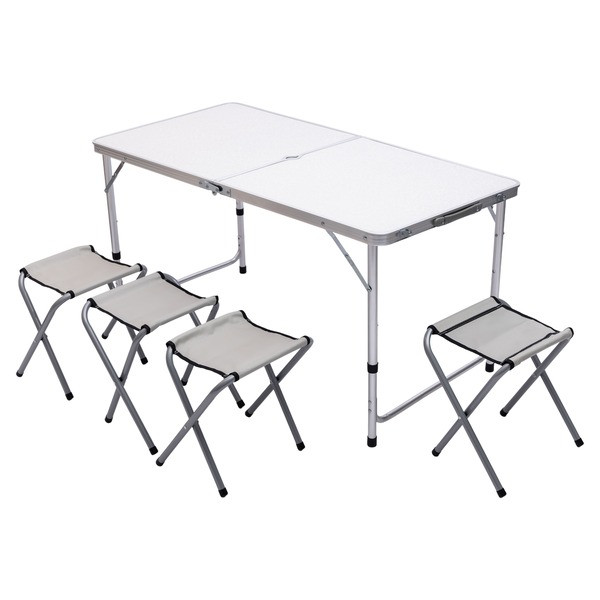 Набір складних меблів для кемпінгу стіл + 4 стільці набір меблів для пікніка туристичний Білий JY-12060W Коломия - фото 1