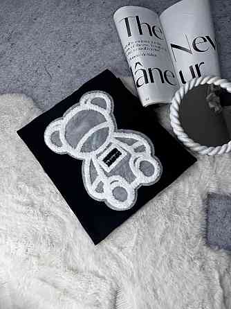 Жіноча подовжена футболка оверсайз з ведмедиком кулір Білий Одеса