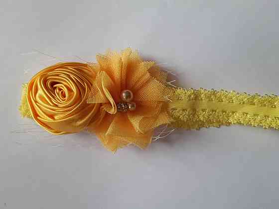 Дитяча жовта пов'язка - розмір універсальний (на резинці), декор 8см Київ