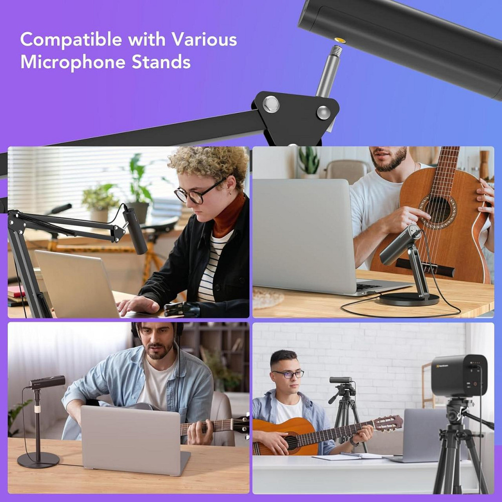 USB микрофон NearStream для стриминга подкастов записи вокала с AI шумоподавлением совместим с камерами черный Киев - изображение 8