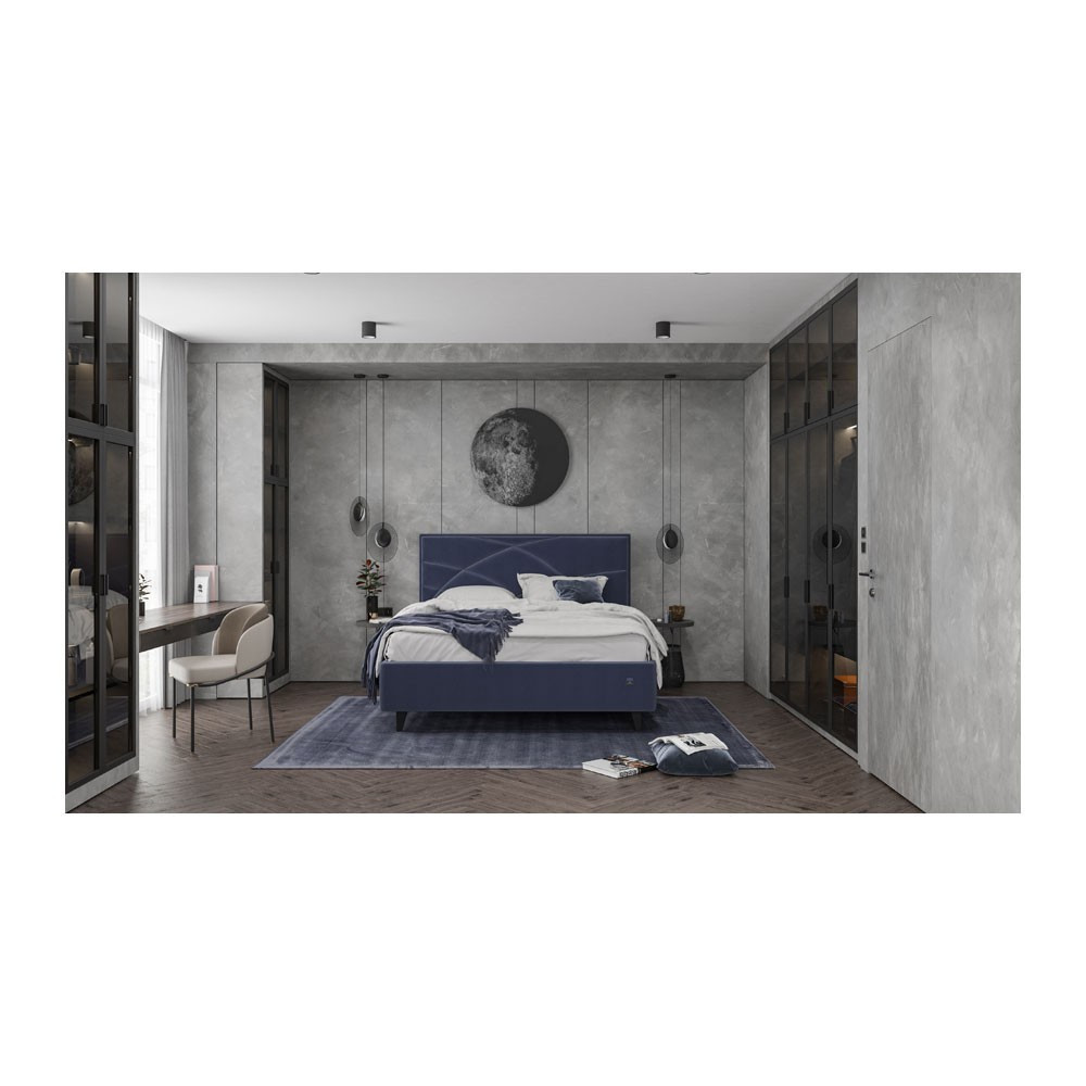 Ліжко NettaDesign Comfort з нішею для білизни на ніжках 140x190 синій Київ - фото 5