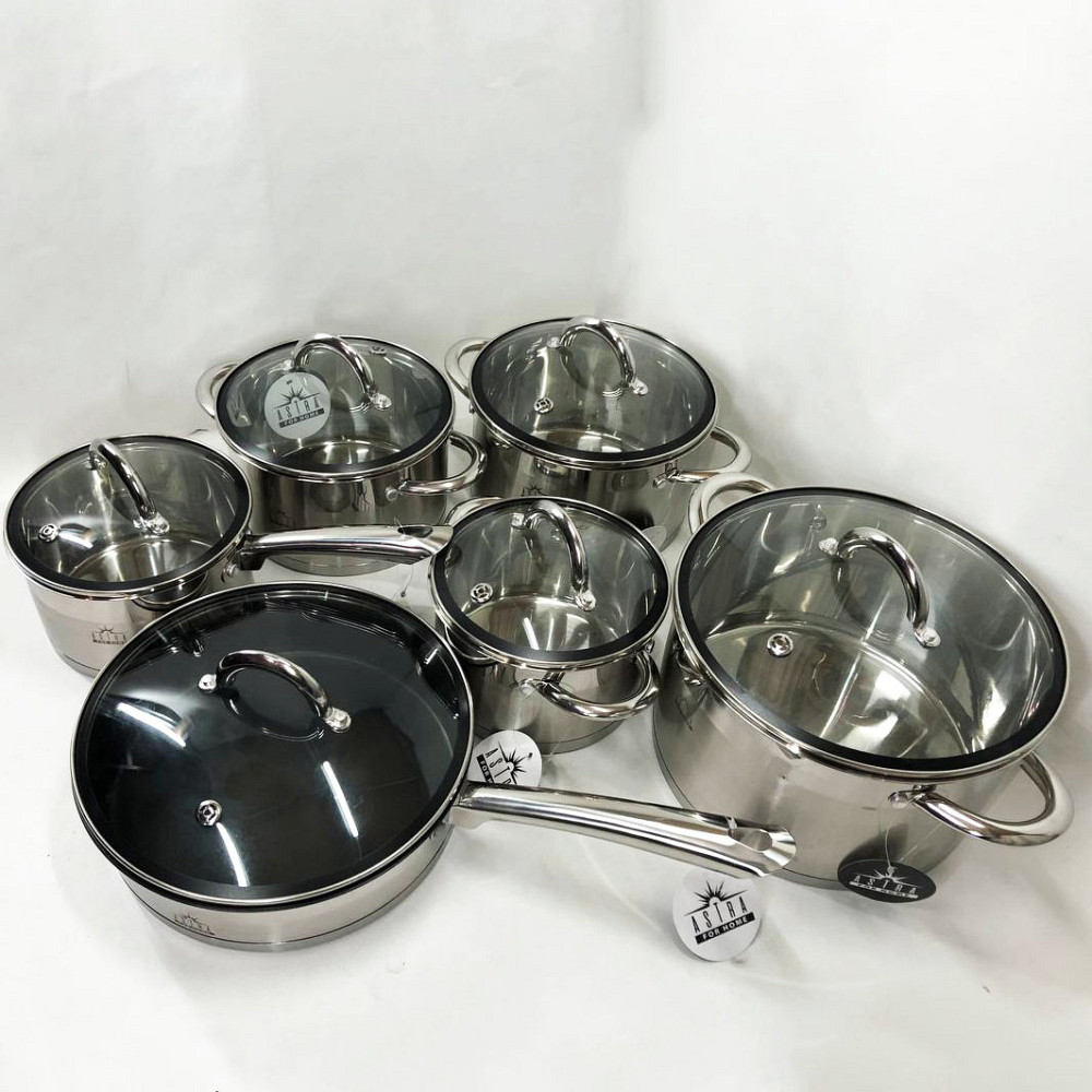 Набір каструль з антипригарним внутрішнім покриттям 12, Набір каструль з антипригарним дном HT-90 Івано-Франківськ - фото 6