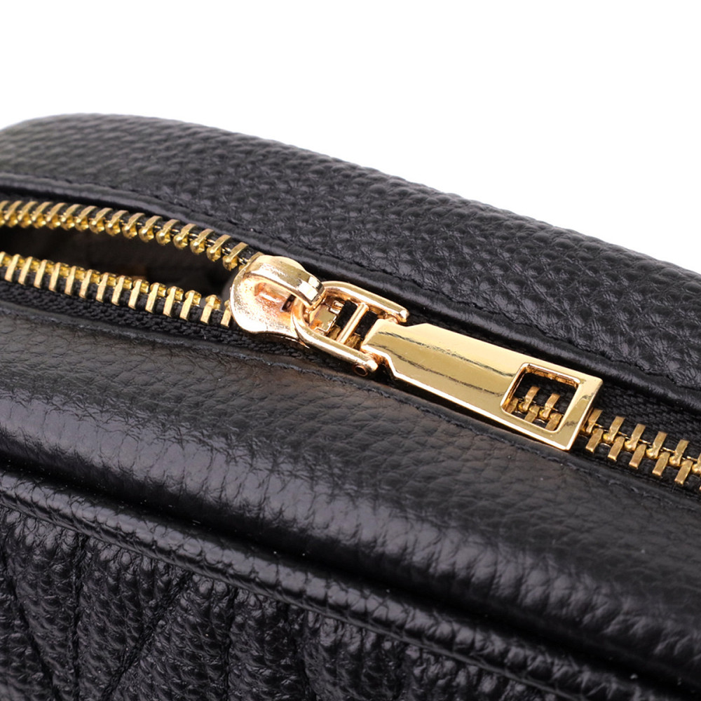 Компактная стеганая сумка для женщин из натуральной кожи Vintage 22894 Черный Киев - изображение 6