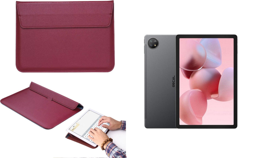 Чехол-конверт VitoCase для Blackview Oscal Pad 18, с функцией подставки для планшета Бордовый Киев - изображение 1