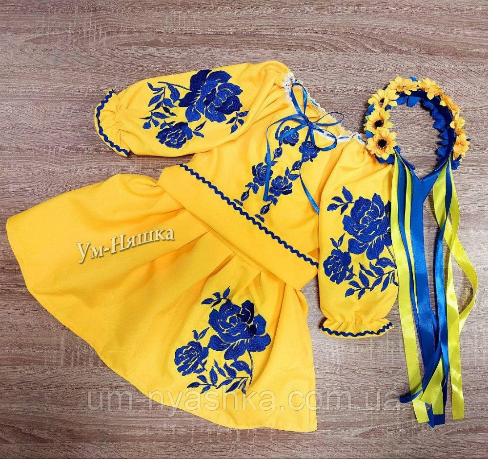 Сукня вишиванка жовто-синя Троянда жовто-синя Кривий Ріг - фото 3