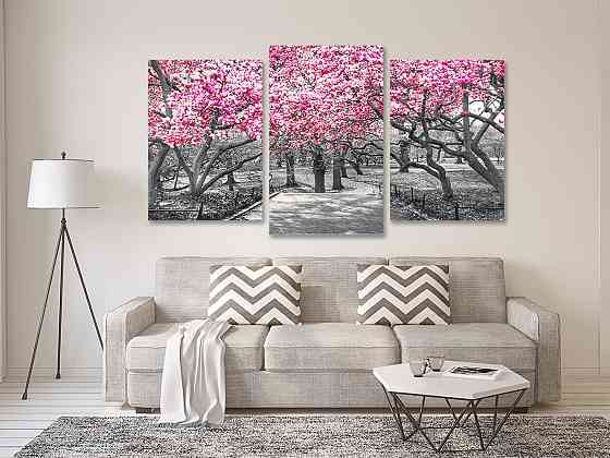 Модульна картина у вітальню/ спальню Рожева Магнолія    Art-550_3 100x150 см Київ