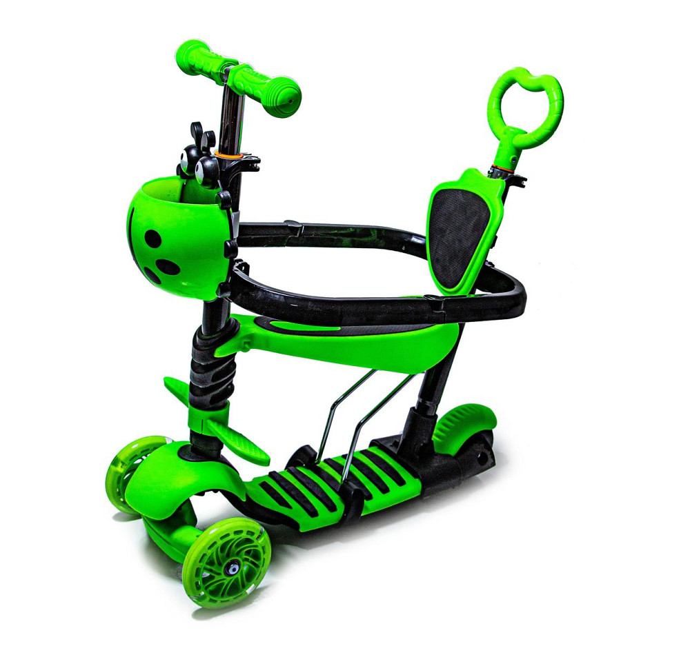 Детский самокат 5 в 1 с защитным бортиком. Салатовый Одесса - изображение 1