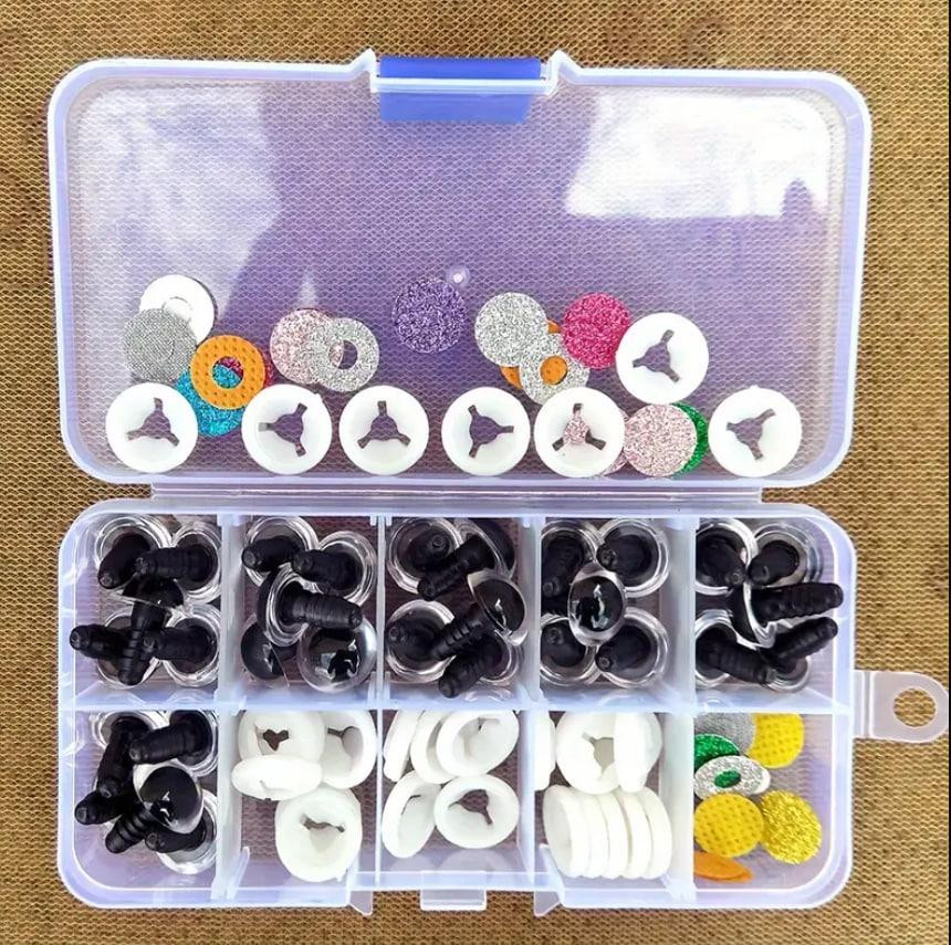 3D глаза для игрушек с глиттером 10 мм – цветные, с фиксаторами, 30 шт, винтовое крепление Киев - изображение 2