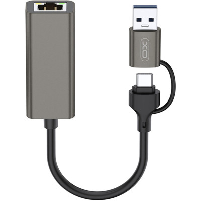 Адаптер USB-C + USB A to RJ45 Ethernet XO (HUB018.black) Винница - изображение 3