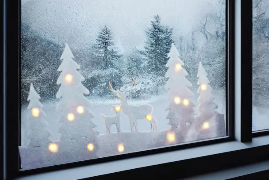 Новогодняя LED наклейка – праздничная подсветка для декора Livarno Home 60 на 30 см белый Киев - изображение 5