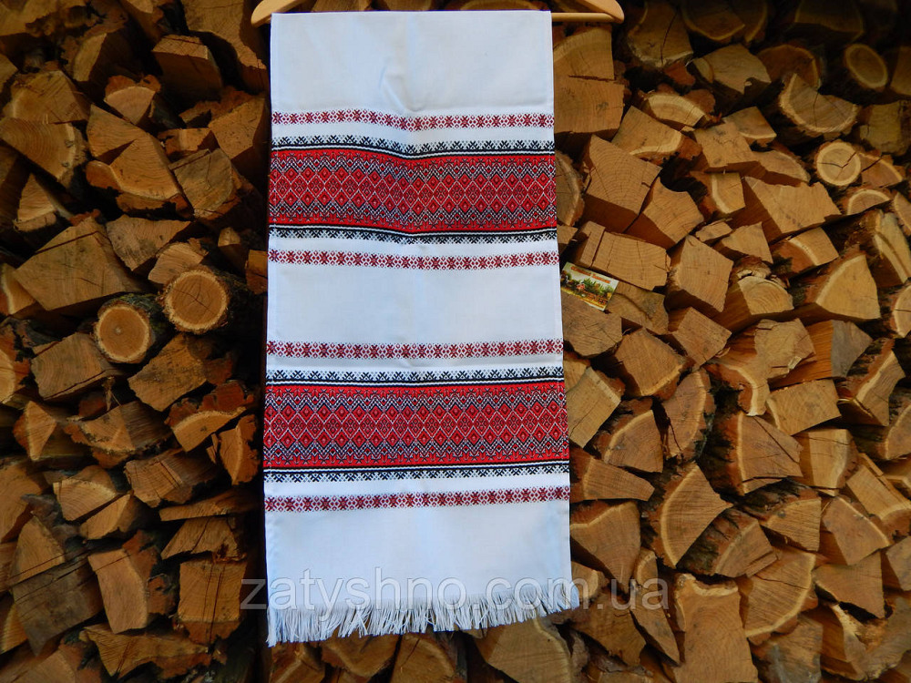 Рушник вышитый красный в украинском стиле Киев - изображение 3