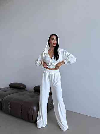 Жіночий прогулянковий оверсайз костюм двійка: кофта і штани турецький велюр Одеса