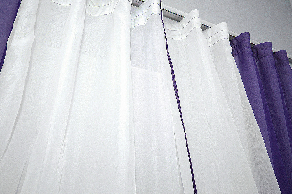 Кухонний комплект VR-Textil № 038к шторки і тюль фіолетовий з білим 280х170 см (50-030) Київ - фото 5