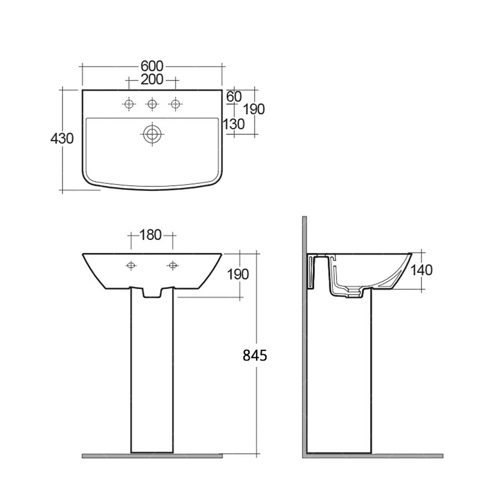 Раковина з ніжкою RAK Ceramics Summit 600x190x430 мм (RAK0036) Білий Вінниця - фото 2
